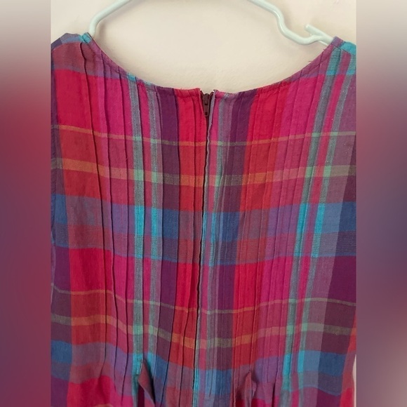 Positive Attitude Linen Blend Plaid Shift Dress Size 8 - Picture 4 of 7